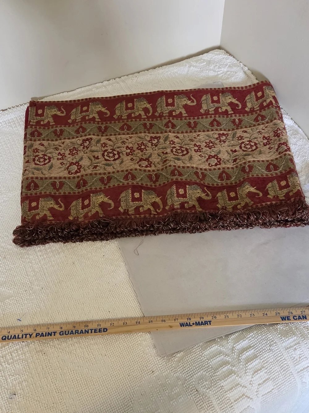 Elegant Elephant & Floral Jacquard Curtain Panel - Burgundy